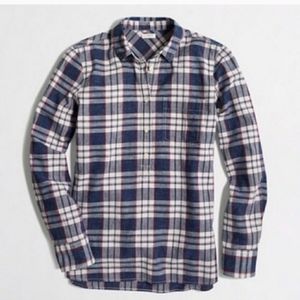 J. Crew Factory Plaid Boy Fit Popover Shirt